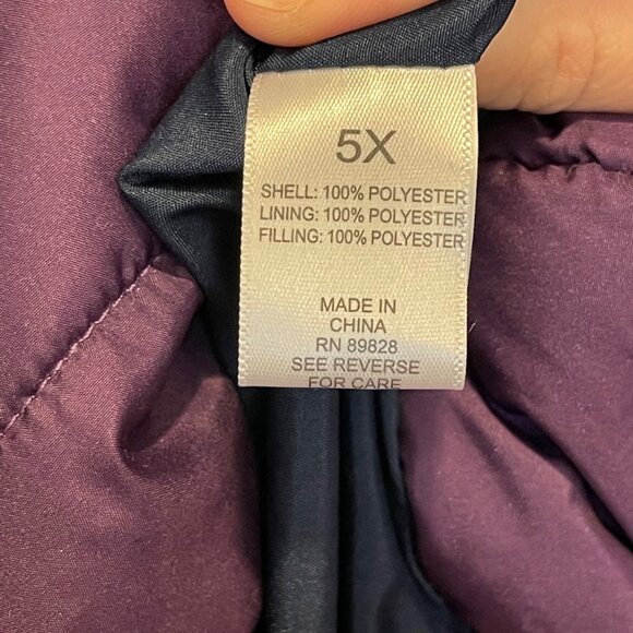 NWOT LOGO Lori Goldstein Womens Purple Quilted Jacket 5X Polyester Snap Buttons - Picture 4 of 6